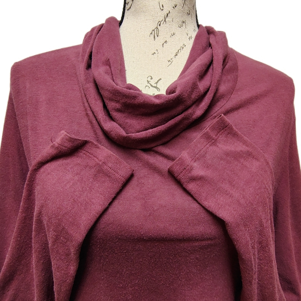 Blue Canoe Knit Shirt Dress Mini Tunic Top Medium Organic Bamboo Cowl Neck Fall - Picture 4 of 6
